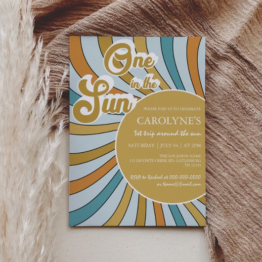 Een in de zon Sunshine Retro 1e verjaardag Kaart