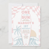 Een in de zon Surf Surfboard 1e verjaardagsfeestje Kaart (Voorkant)