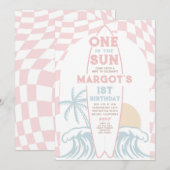 Een in de zon Surf Surfboard 1e verjaardagsfeestje Kaart (Voorkant / Achterkant)