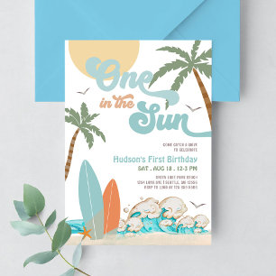 EEN In De ZON Surfen 1e Verjaardagsfeest Beach Par Kaart