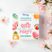Een in de zon tropisch strand 1e verjaardagsfeest bedankjes labels