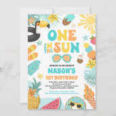 Een in de zon tropisch strand 1e verjaardagsfeest kaart (Voorkant)