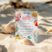 Een in de zon tropisch strand 1e verjaardagsfeest kaart
