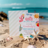 Een in de zon tropisch strand 1e verjaardagsfeest kaart