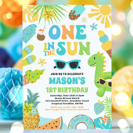 Een in de zon tropisch strand 1e verjaardagsfeest kaart