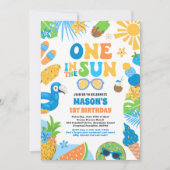 Een in de zon tropisch strand 1e verjaardagsfeest kaart (Voorkant)