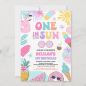 Een in de zon tropisch strand 1e verjaardagsfeest kaart (Voorkant)