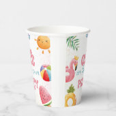 Een in de zon tropisch strand 1e verjaardagsfeest papieren bekers (Rechts)