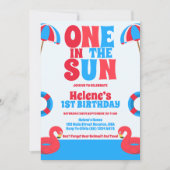 Een in de zon tropisch strand meisje 1e verjaardag kaart (Voorkant)