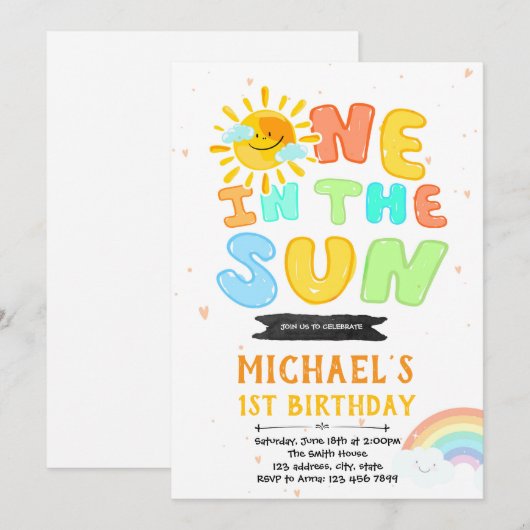 Een in de zon uitnodiging (Voorkant / Achterkant)