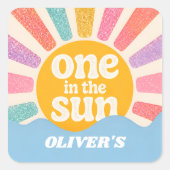 Eén in de Zon Verjaardagsvierkante Sticker (Voorkant)