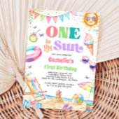 Een in de Zon Zomer 1e Verjaardag Beach Party Kaart