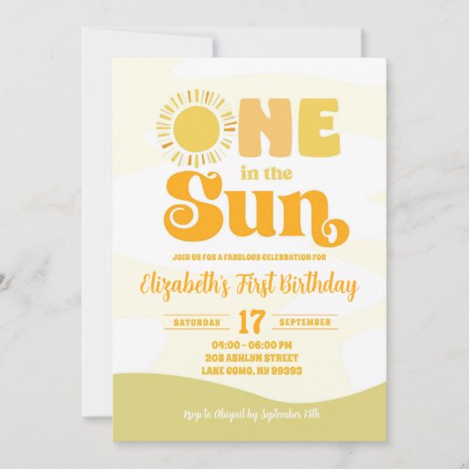 Een in de zon zomer hippie retro eerste verjaardag kaart (Voorkant)