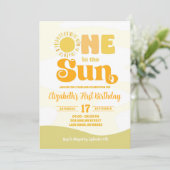 Een in de zon zomer hippie retro eerste verjaardag kaart (Staand voorkant)