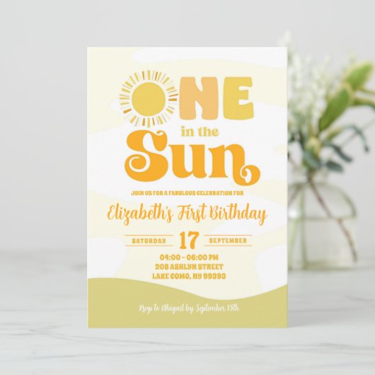 Een in de zon zomer hippie retro eerste verjaardag kaart (Staand voorkant)