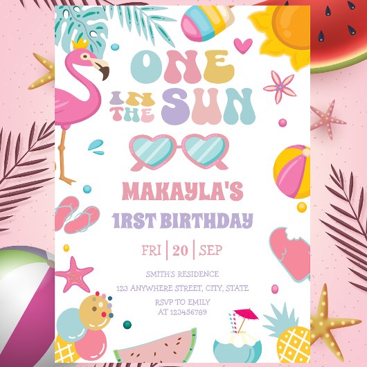 Een in de Zon Zomer Splash 1e Verjaardag Kaart