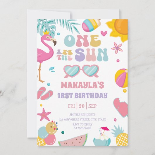 Een in de Zon Zomer Splash 1e Verjaardag Kaart (Voorkant)
