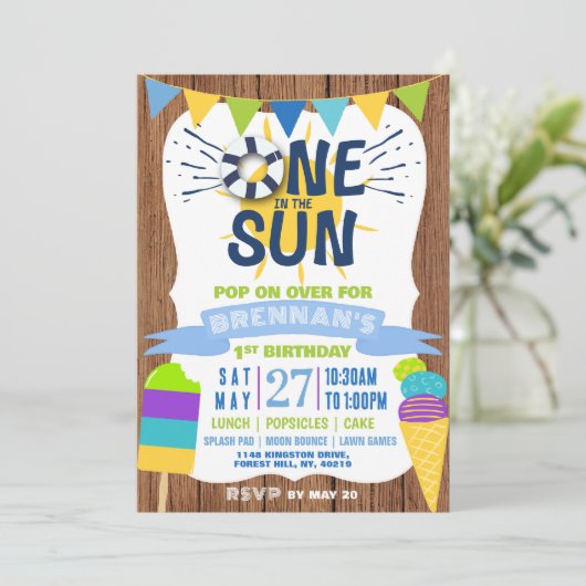 Eén in de zon Zomer Vibes 1e verjaardag Kaart (Staand voorkant)