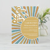 Een in de zon zonneschijn 1e verjaardag uitnodigin kaart (Staand voorkant)