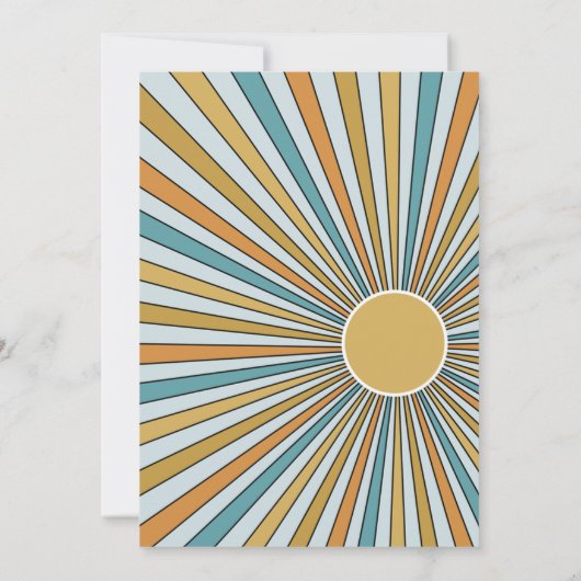 Een in de zon zonneschijn 1e verjaardag uitnodigin kaart (Achterkant)