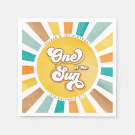 Een in de zon zonneschijn jongen 1e verjaardagsfee servet