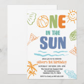 Een in de zon, zwembad partij eerste zomerverjaard kaart (Voorkant / Achterkant)