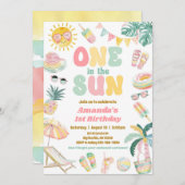 Een in de zon zwembad party uitnodiging (Voorkant / Achterkant)