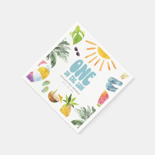 Een in de zon zwembad verjaardagsfeestje servet (Hoek)