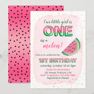 Eén in een 1-jarige uitnodiging voor een meisje ui