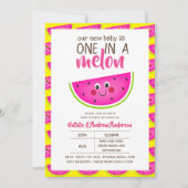 Een in een Baby shower van MELON roze geel, modern Kaart (Voorkant)