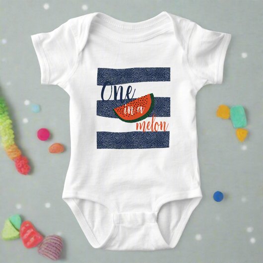 Een in een meloen 1e verjaardag Baby Boy Retro Str Romper