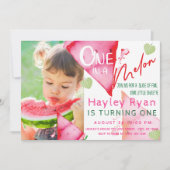 Een in een meloen 1e verjaardag foto kaart (Voorkant)