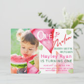 Een in een meloen 1e verjaardag foto kaart (Staand voorkant)