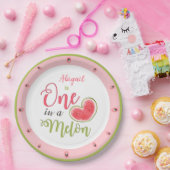 Een in een meloen 1e verjaardag meisje papieren bordje (Feest)