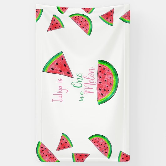 Een in een meloen 1e verjaardag spandoek (Verticaal)