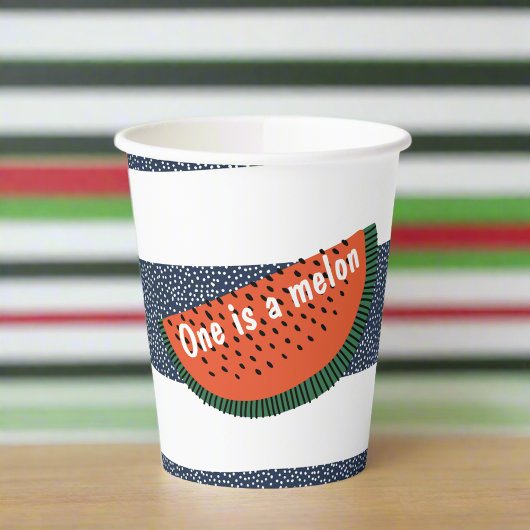 Een in een meloen 1e verjaardag Stripe Watermelon Papieren Bekers