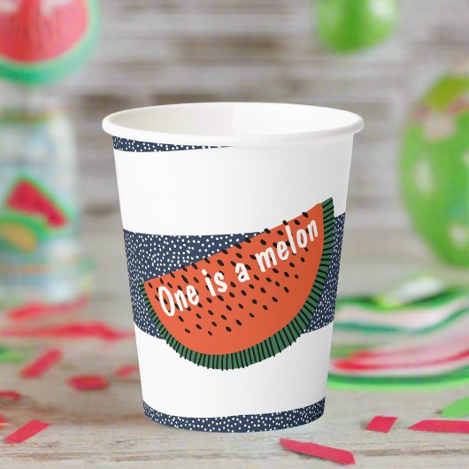 Een in een meloen 1e verjaardag Stripe Watermelon Papieren Bekers