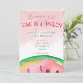 Een in een meloen 1e verjaardag uitnodigingen met (Staand voorkant)