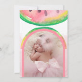 Een in een meloen 1e verjaardag uitnodigingen met (Achterkant)