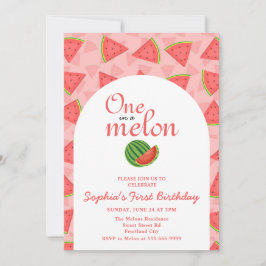 Een in een meloen 1e verjaardag watermeloen foto kaart