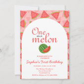 Een in een meloen 1e verjaardag watermeloen kaart (Voorkant)