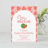 Een in een meloen 1e verjaardag watermeloen kaart (Staand voorkant)