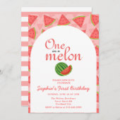 Een in een meloen 1e verjaardag watermeloen kaart (Voorkant / Achterkant)