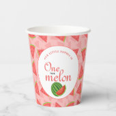 Een in een meloen 1e verjaardag watermeloen papieren bekers (Achterkant)