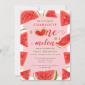 Een in een meloen 1e verjaardag zoete watermeloen  kaart (Voorkant)
