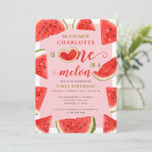 Een in een meloen 1e verjaardag zoete watermeloen  kaart (Staand voorkant)