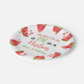 Een in een meloen 1e Verjaardagsfeest Watermeloen Papieren Bordje (Gekanteld)