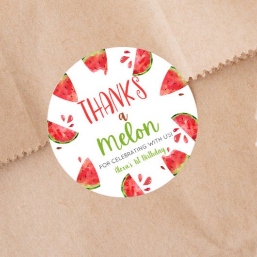 Een in een meloen 1e Verjaardagsfeest Watermeloen Ronde Sticker