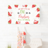 Een in een meloen 1e Verjaardagsfeest Watermeloen Spandoek (Insitu)