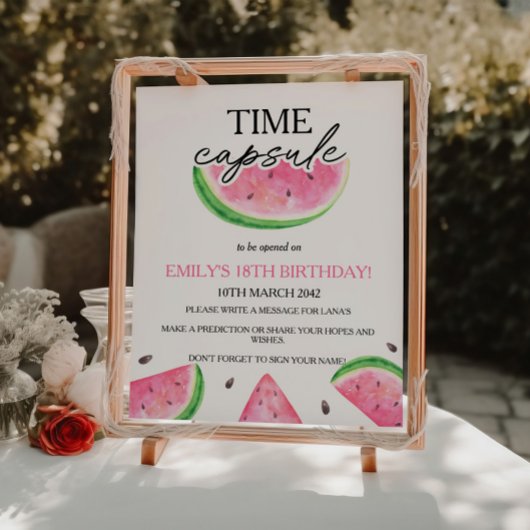 Eén in een meloen capsule Watermeloen tijd capsule Reclamebord Met Voetstuk